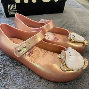 Mini Melissa Toddler Girl's Beauty & The Beast Pink White Maryjane size 11